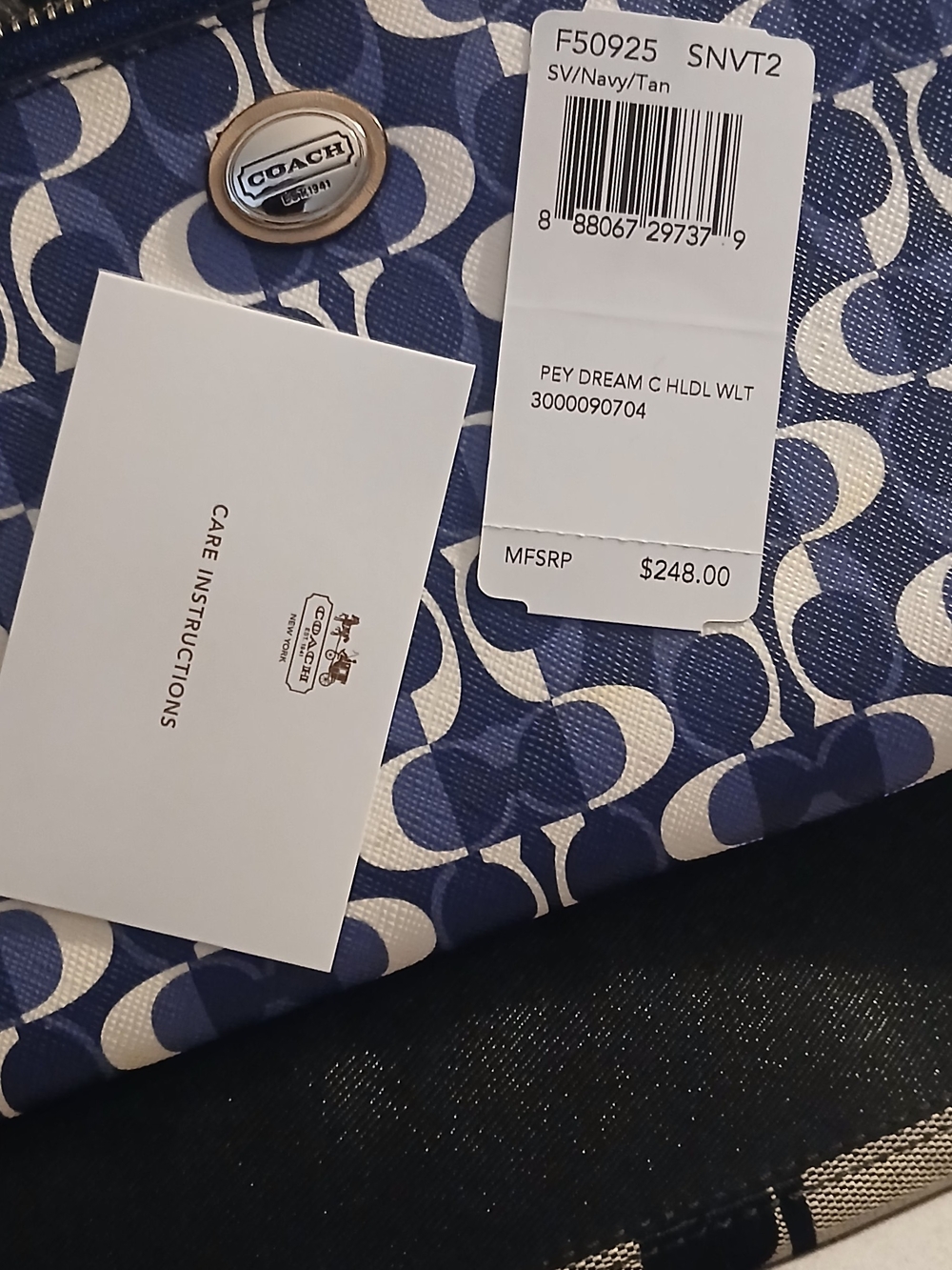Coach Navy and White Signature C Clutch Pouch